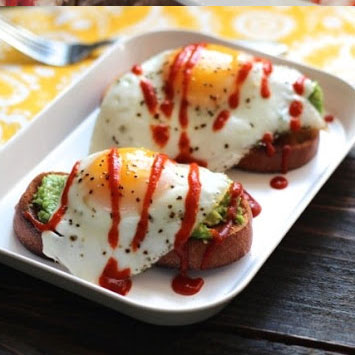 Avocado Toasts with Eggs & Sriracha