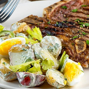 T-Bone Steak and Summer Potato Salad