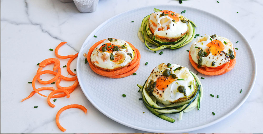 Pesto Veggie Egg Nests