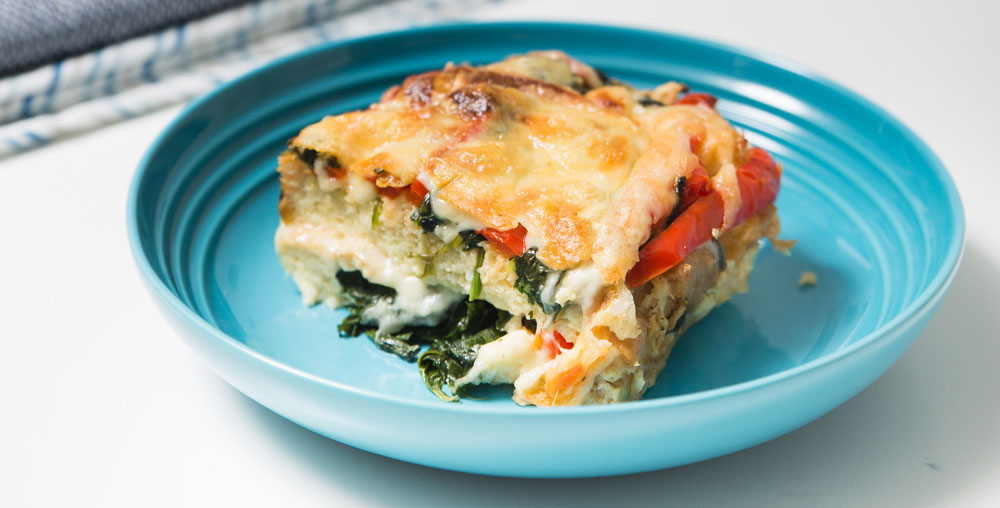 Three Cheese Spinach Strata