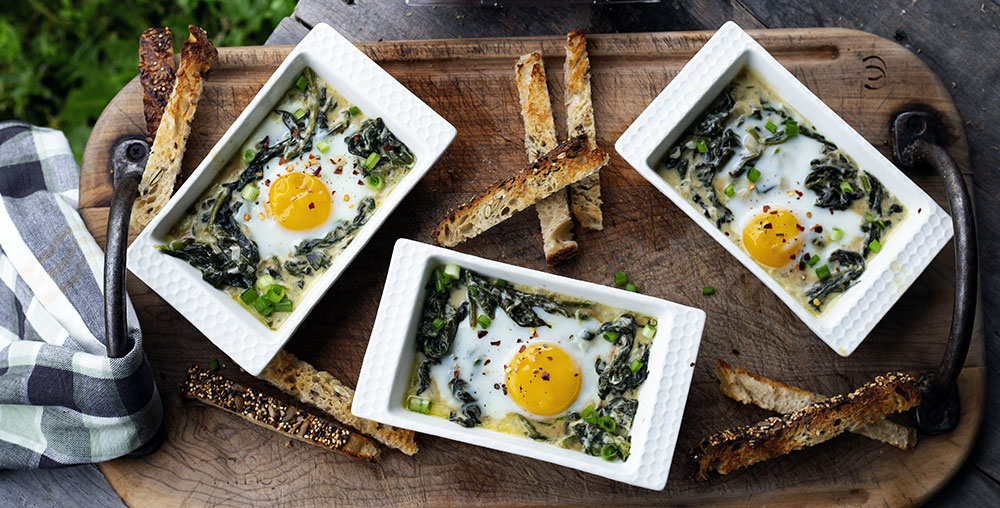 Spinach and Crème Fraîche Coddled Eggs