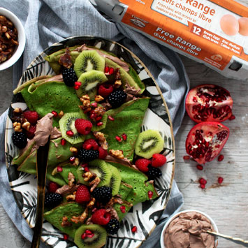 Sneaky Hulk Crepes with Chocolate Whipped Mascarpone & Candied Walnuts