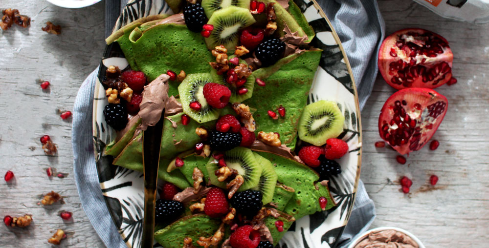 Sneaky Hulk Crepes with Chocolate Whipped Mascarpone 