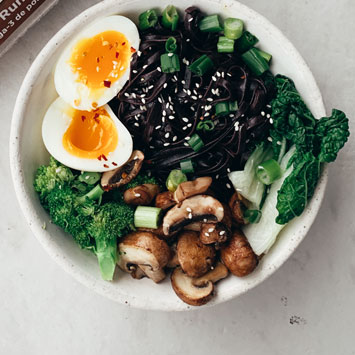 Warm Soba Noodle Bowl with a Soft-Boiled Egg