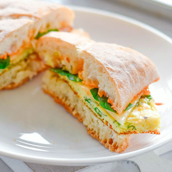 Sheet Pan Egg Ciabatta Sandwiches