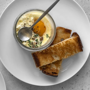 Coddled Eggs with Mushroom and Kale