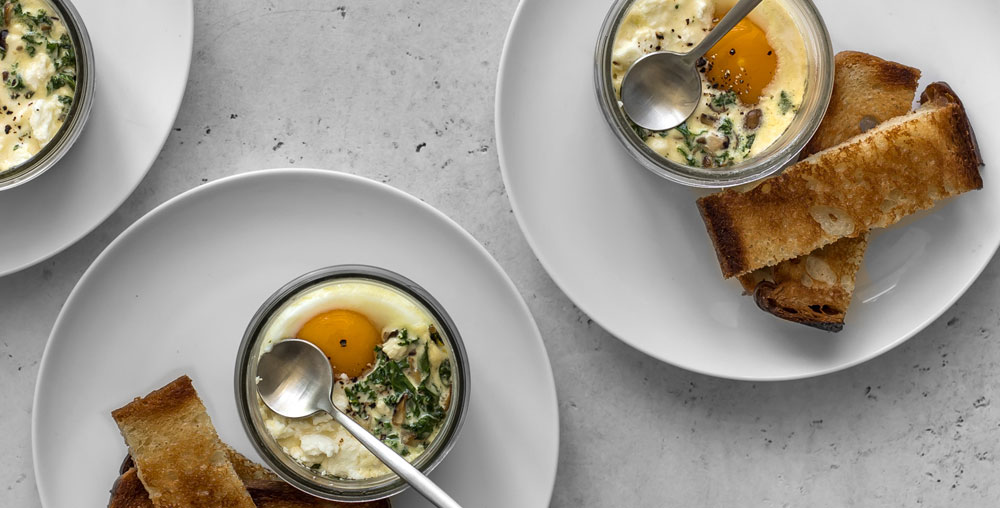 Coddled Eggs with Mushroom and Kale