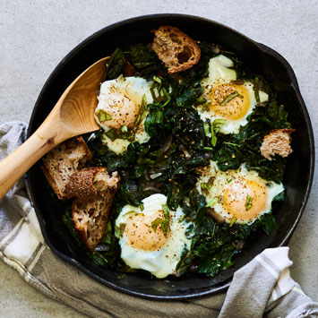 Green Shakshuka with Conestoga Eggs