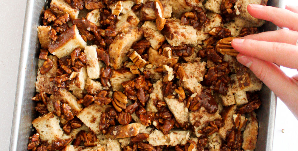 Multigrain Bread Pudding with Cinnamon and Pecans