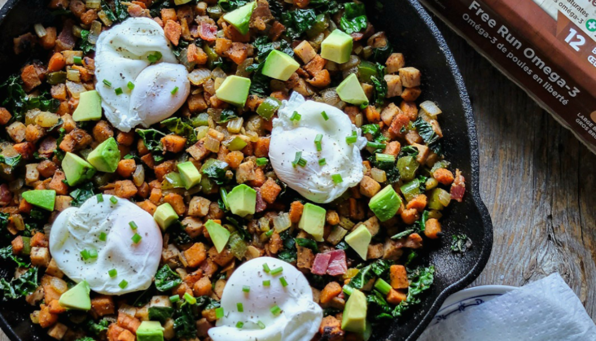 Poached Eggs Turkey Sweet Potato Hash-th