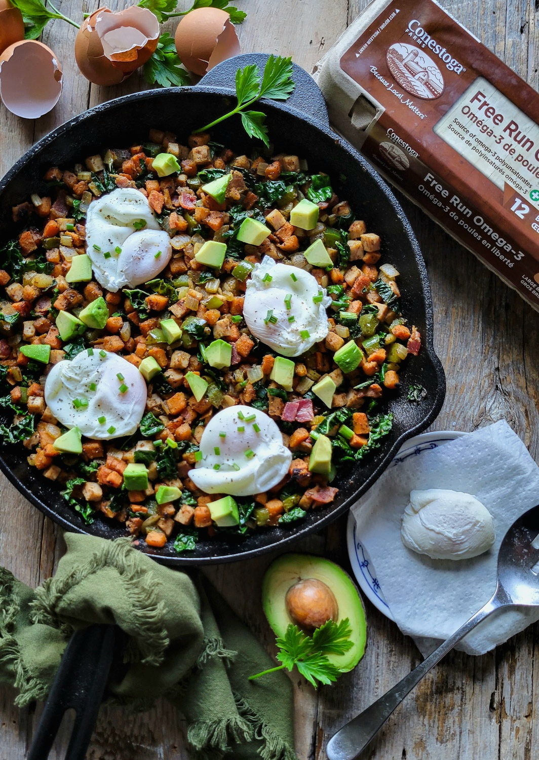 Poached Eggs Turkey Sweet Potato Hash